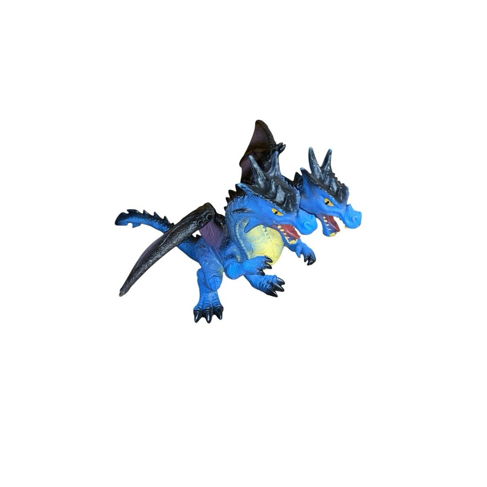 Toys R Us Maidenhead Blue Two Headed Dragon Figure 17" Large Vinyl Toy Fantasy